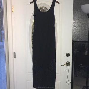 Black maxi dress with shorter under layer